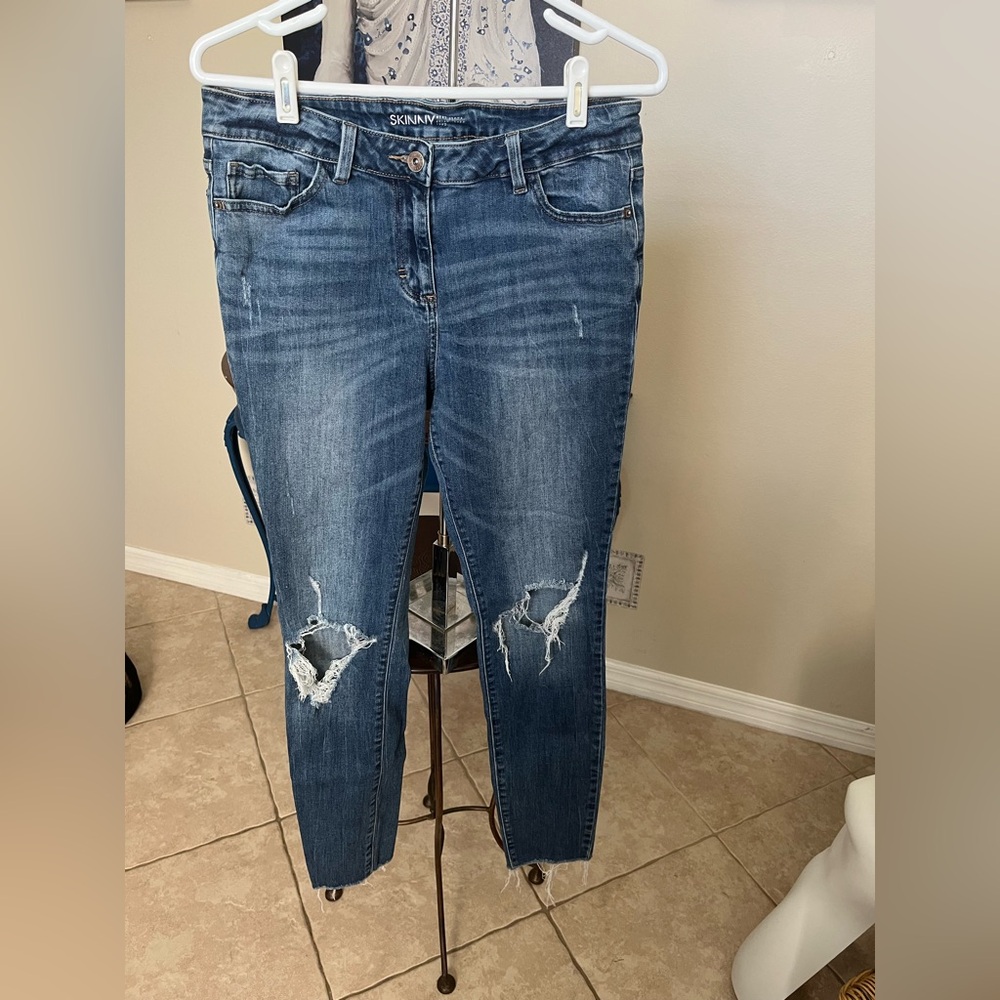 NEXT Distressed Raw Hem Skinny Jeans - 10 Long